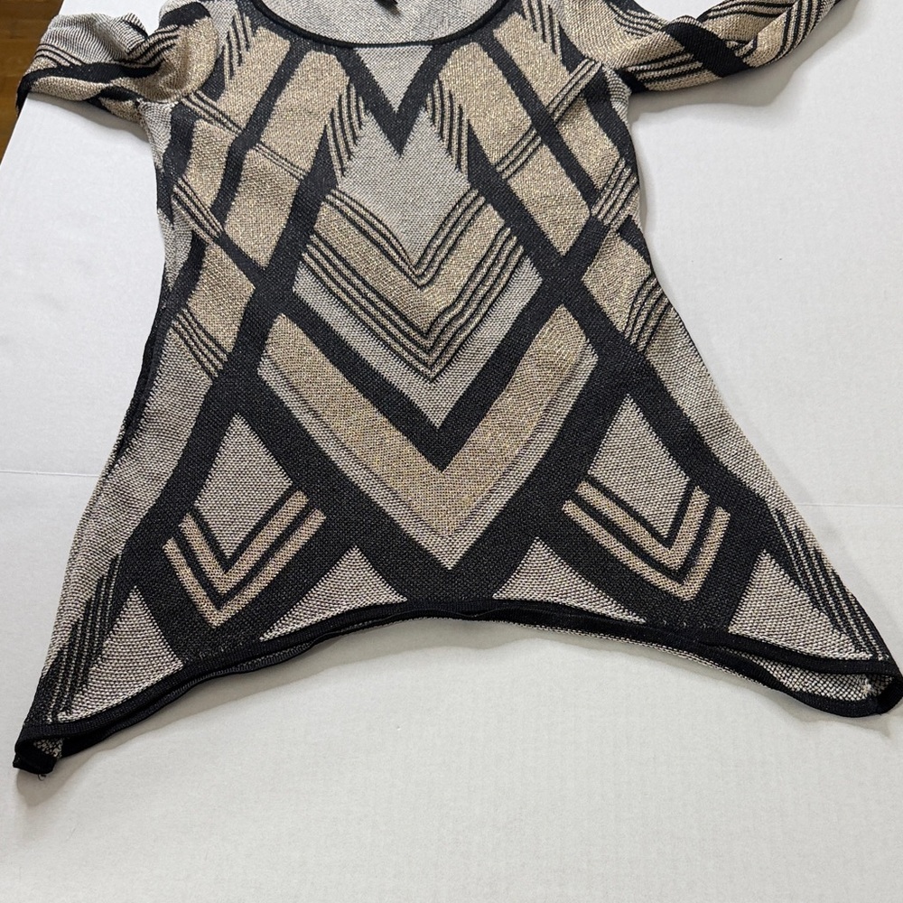 International Concepts Chevron Sweater Size XS Metallic Shimmer Sexy Scoop Neck - Picture 15 of 16